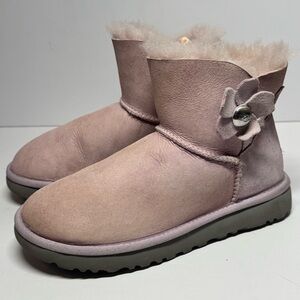 Ugg Mini Bailey Button Poppy Boots Pink Lavender Warm 5